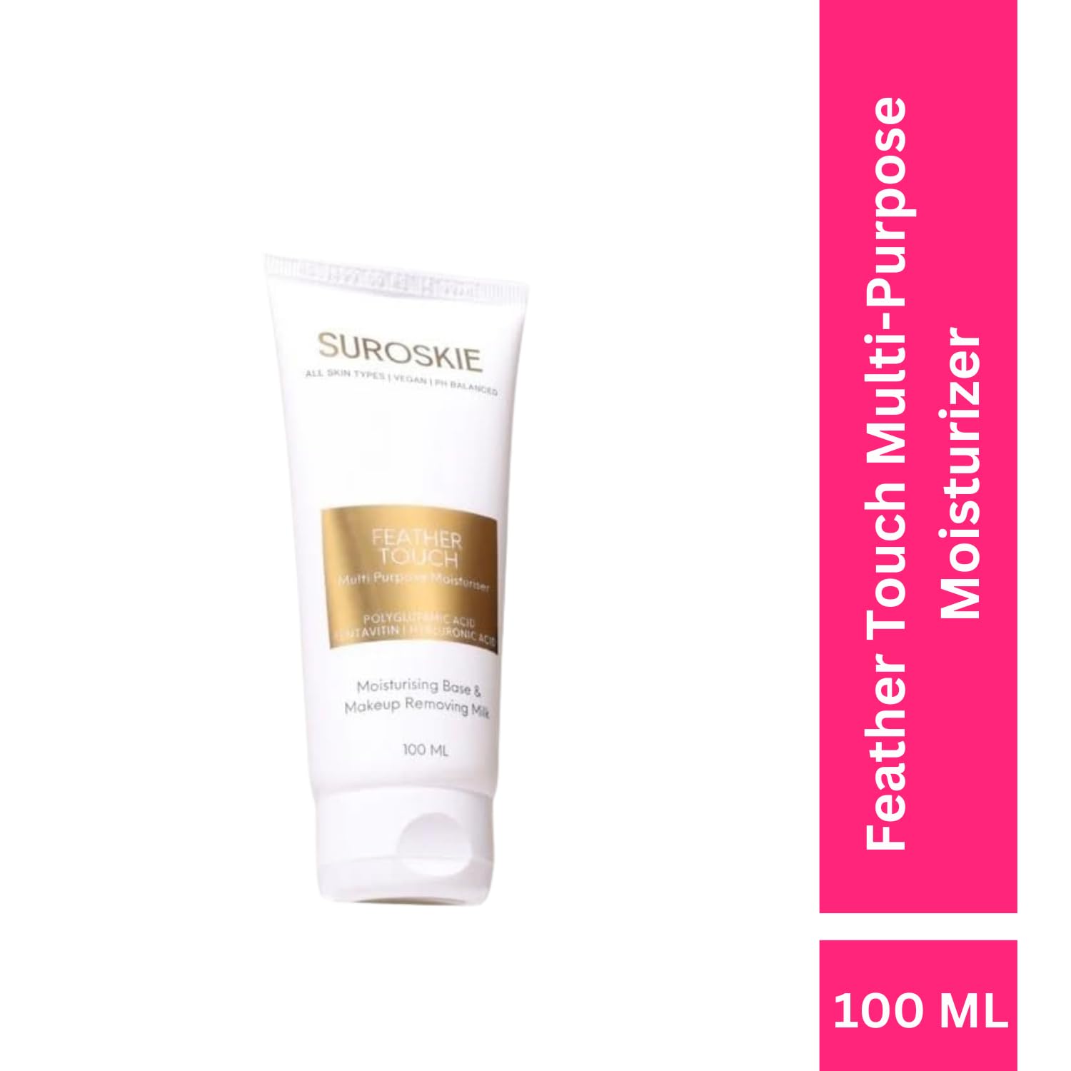 Suroskie Feather Touch Multi-Purpose Makeup Remover & Moisturizer 100Ml | Luxurious Hydration For Glowing Skin Perfect For Dry, Normal, And Sensitive Skin Types, Nourishing And Revitalizing For Daily