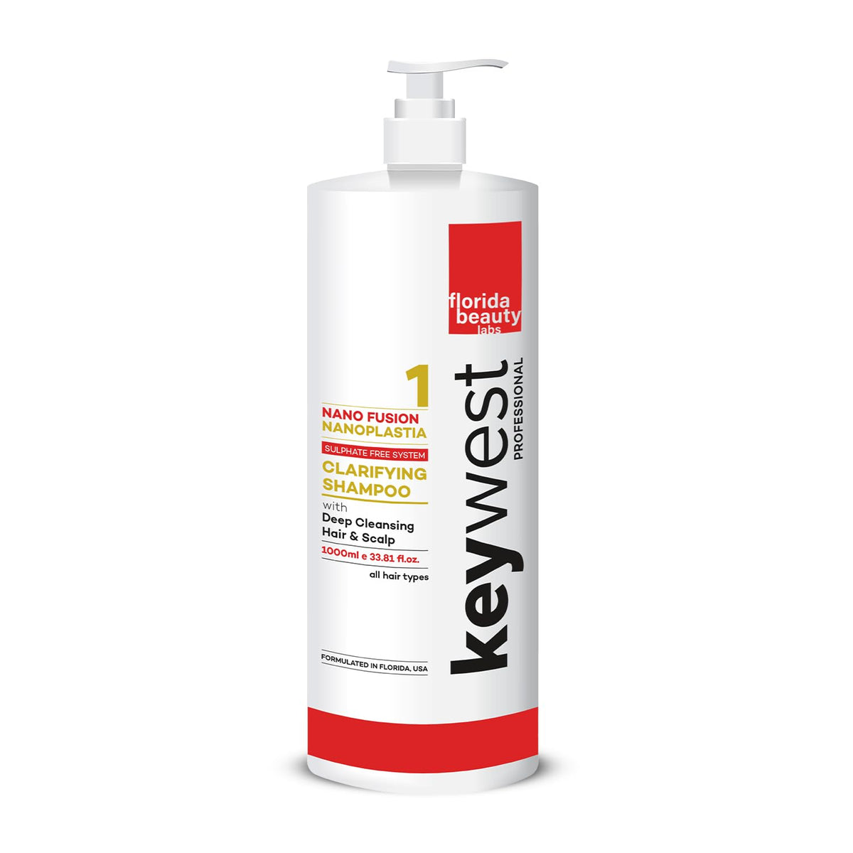 Keywest Professional Nanoplastia Sulfate Free Clarifying Shampoo - 1000ml | Suitable for All Hair Types | For Deep Cleansing Hair & Scalp