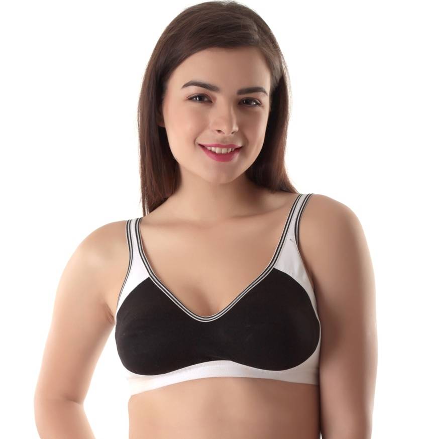 Abelino Black Non-Padded Seamless Full Coverage Sports Bra (28B) · 28B
