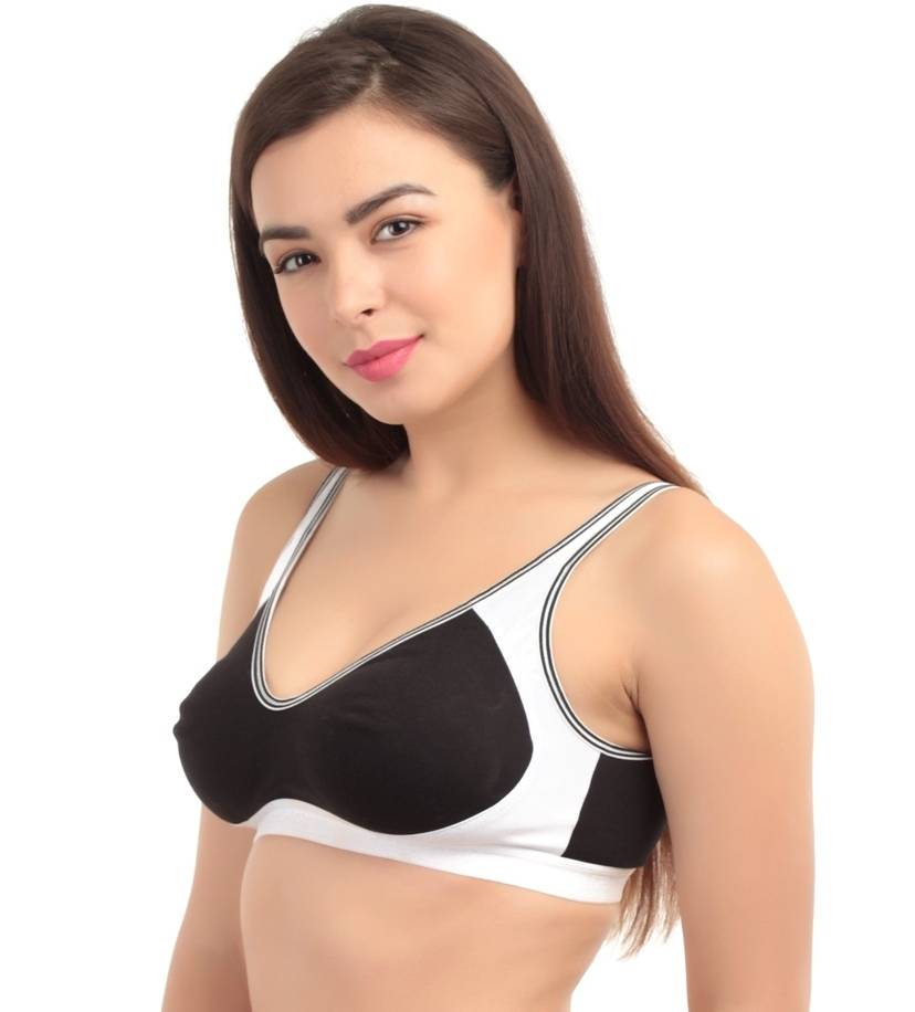 Abelino Black Non-Padded Seamless Full Coverage Sports Bra (28B) · 28B