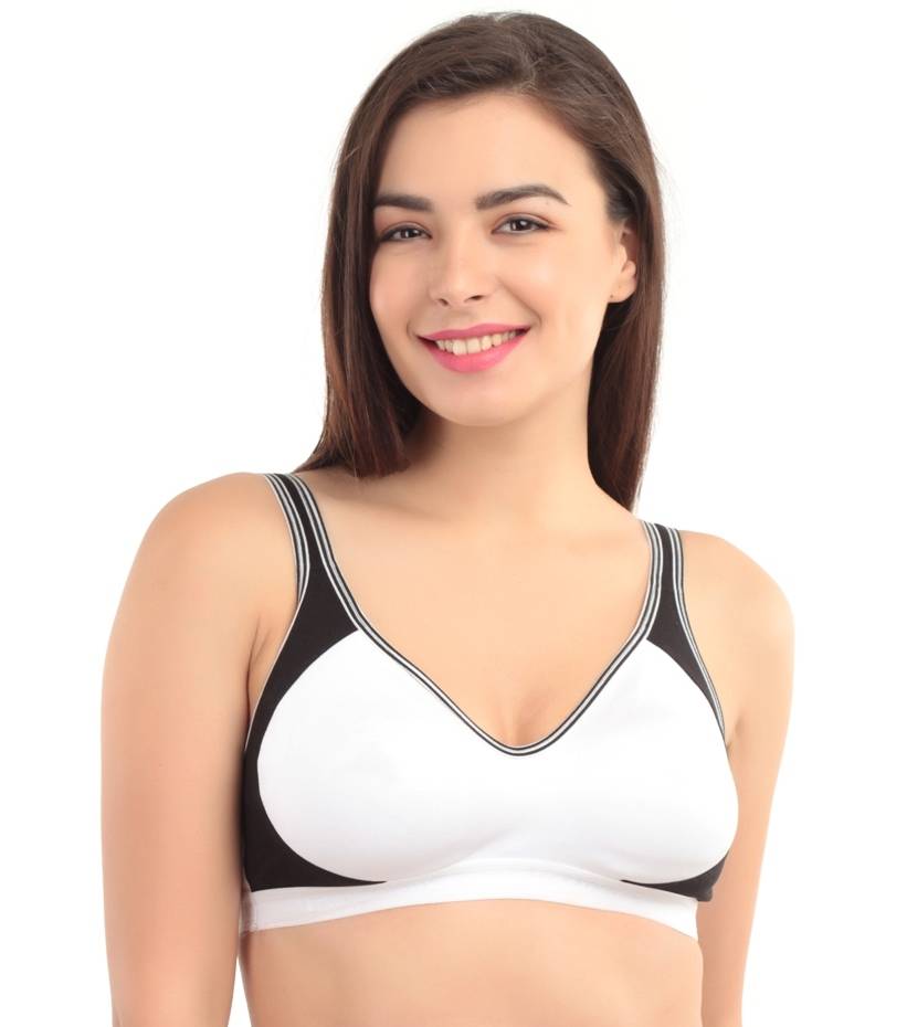 Abelino White Non-Padded Seamless Full Coverage Sports Bra (28B) · 28B