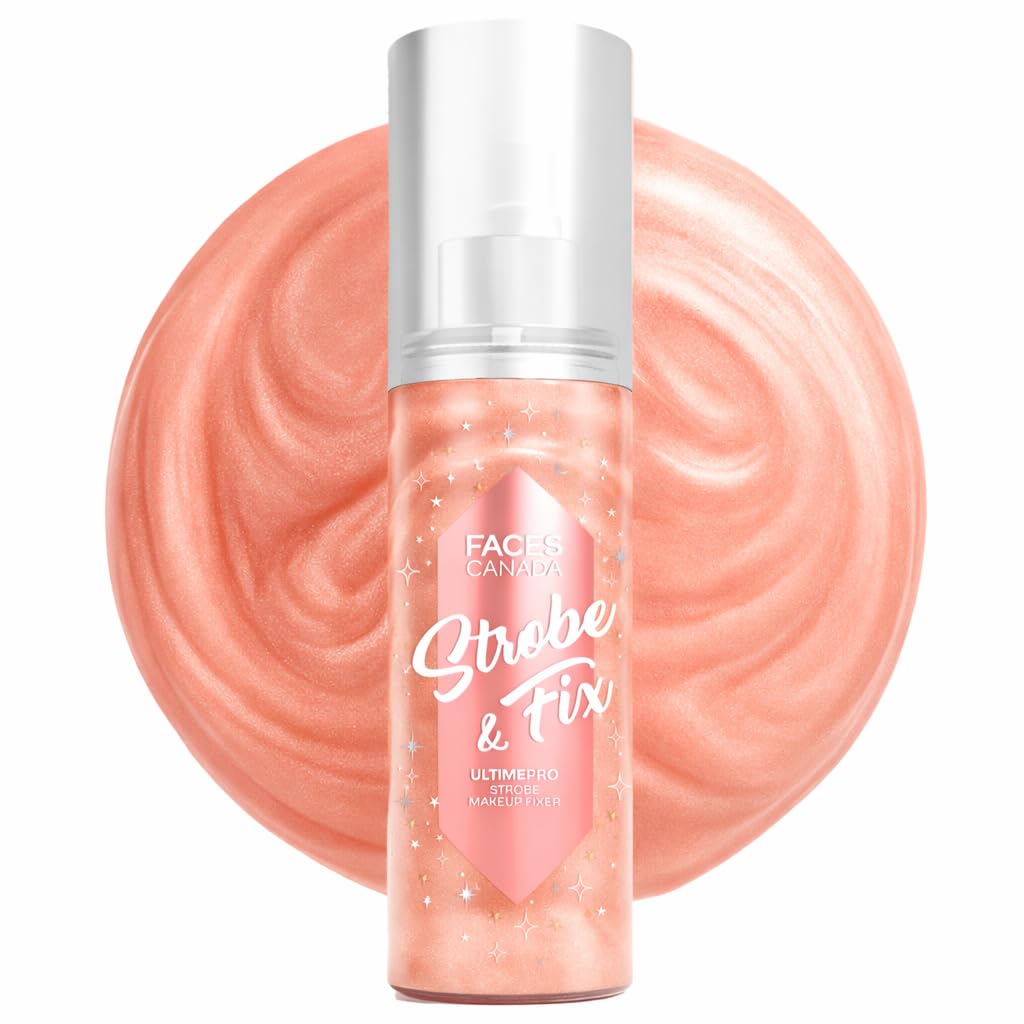 FACES CANADA Ultime Pro Strobe Makeup Fixer Mini - Rose Gold, 50 ml | 12HR Long Lasting Makeup Setting Spray | Dewy Shimmery Glow Finish | Hydrating, Non-Sticky