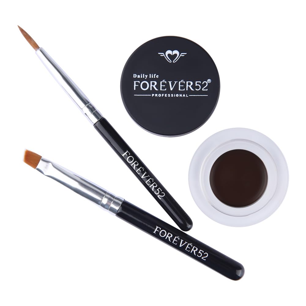 Daily Life Forever52 Long Wear Gel Eyeliner & Tattoo, Waterproof Smudgeproof Long Lasting Cream Eyeliner Gel With 2Pcs Brushes For Smooth Aplication (Dark Brown) Gt002