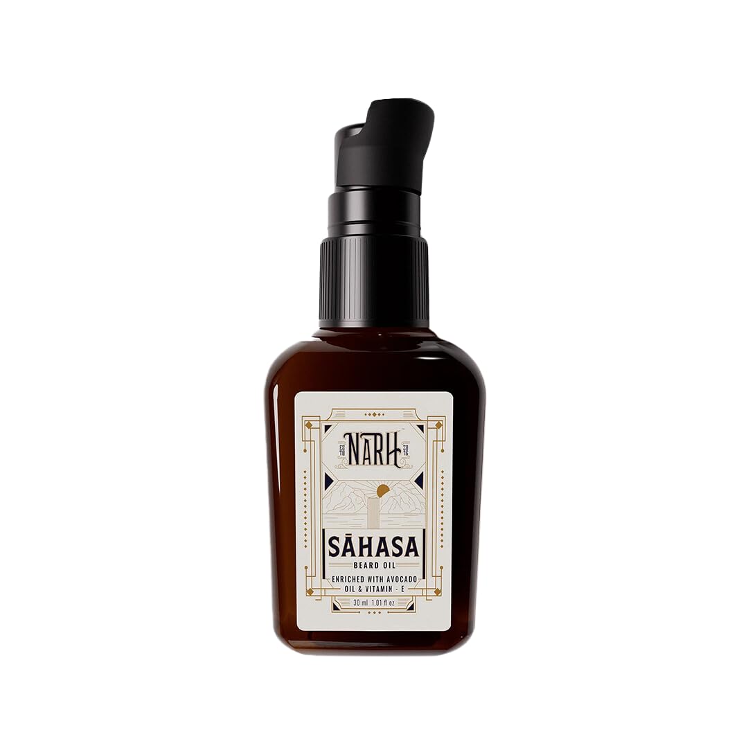 NARH SAHASA | Luxury Beard Oil for Men | Musk Fragrance | All-Natural, Non-Sticky, Beard Hydration & Anti-Dandruff | Enriched with Vitamin E, Jojoba, & Avocado