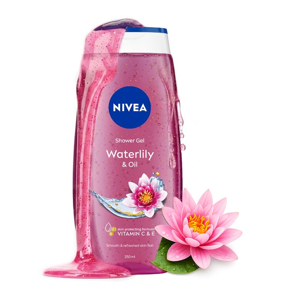 NIVEA Waterlily & Oil 250ml Body Wash| Shower Gel with Care Oil Pearls| Refreshing Scent of Waterlily Flower|Clean, Healthy & Moisturized Skin 250 ml (Pack of 1