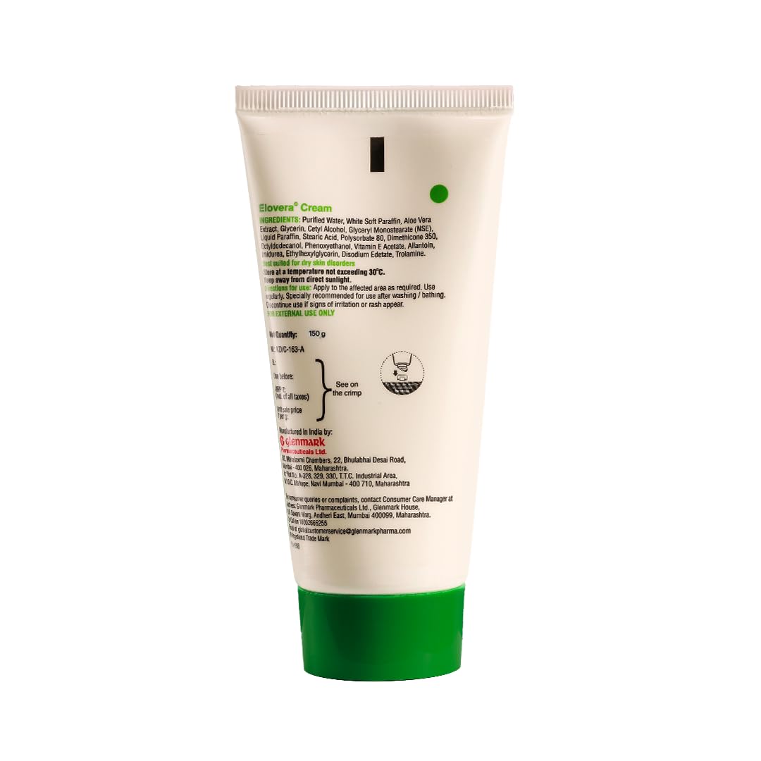 Elovera Moisturising Cream 150g | For Dry Skin | with Aloe Vera & Vitamin E | Protects, Nourishes and Repairs Skin | Paraben Free | Fragrance Free 150 g (Pack o