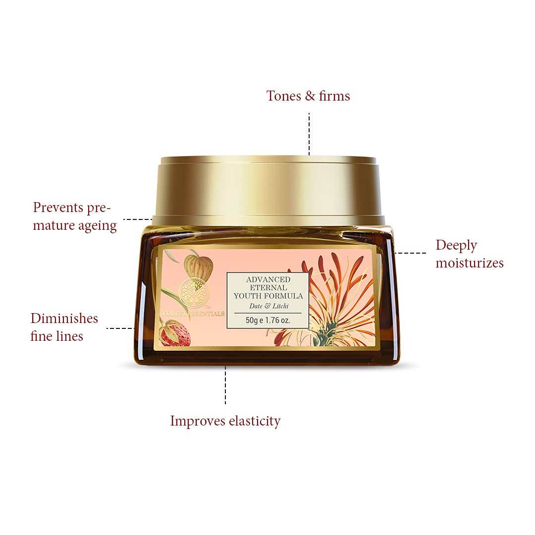 Forest Essentials Night Cream with Date & Litchi | Anti Ageing Face Moisturiser for Normal to Dry Skin | Ayurvedic Cream to Firm & Tone