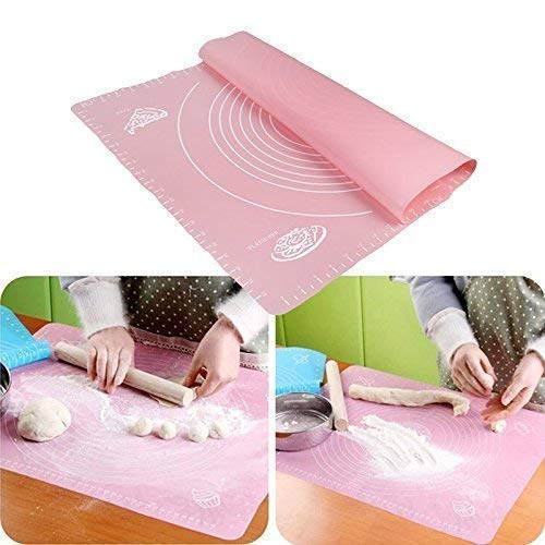 Sakoraware Reusable Heavy Quality Non-Stick Heat Resistant Silicon Kneading Dough Baking Measuring Mat Cake Fondant Rolling Sheet with Scale 50 x 40 cm (Random
