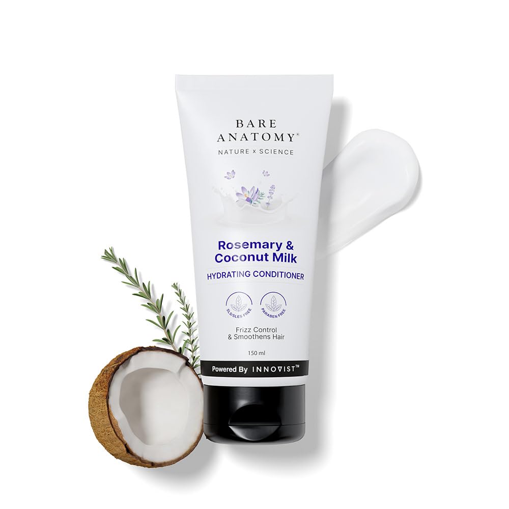 Bare Anatomy Nature X Science Rosemary & Coconut Milk Hydrating Conditioner|Natural Conditioner For Dry, Dull & Frizzy Hair|Sls & Paraben Free Conditioner For W