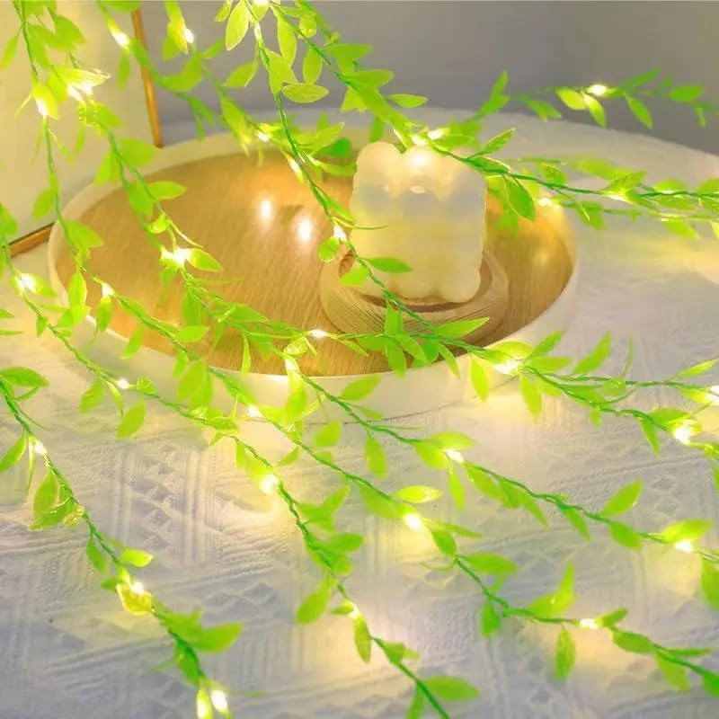 One94Store Artificial Leaf Curtain Lights – 200 LED Warm White Fairy String Lights, 3x1m, Remote Control with 8 Lighting Modes for Home, Wedding, Party, Diwali,