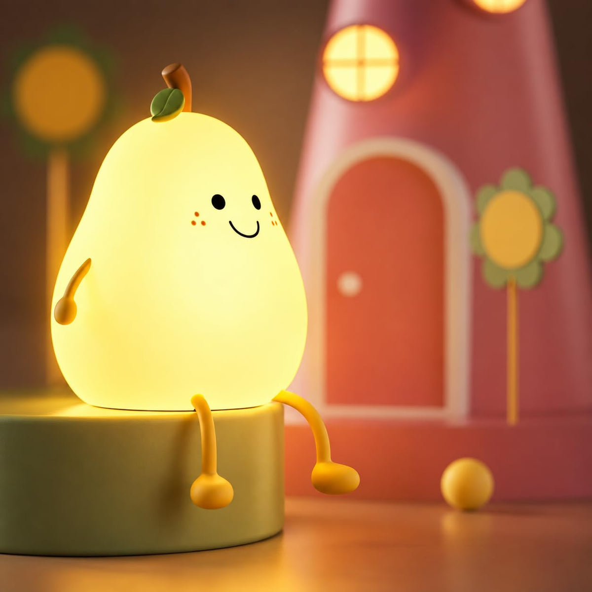 One94Store Rechargeable Silicone Pear Night Lamp, Touch Control 7 Color LED Baby Night Light for Kids Bedroom, Nursery, Bedside Decor, Gift for Kids Multicolor