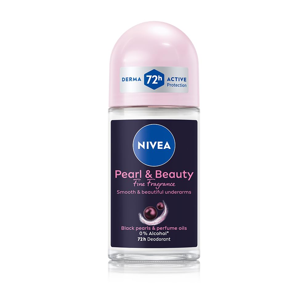 NIVEA Women Pearl & Beauty Roll On Deodorant, Underarm Deodorant with 72H Active Odour Protection, Long-Lasting Floral Fragrance, Underarm Roll On for Fresh, Be