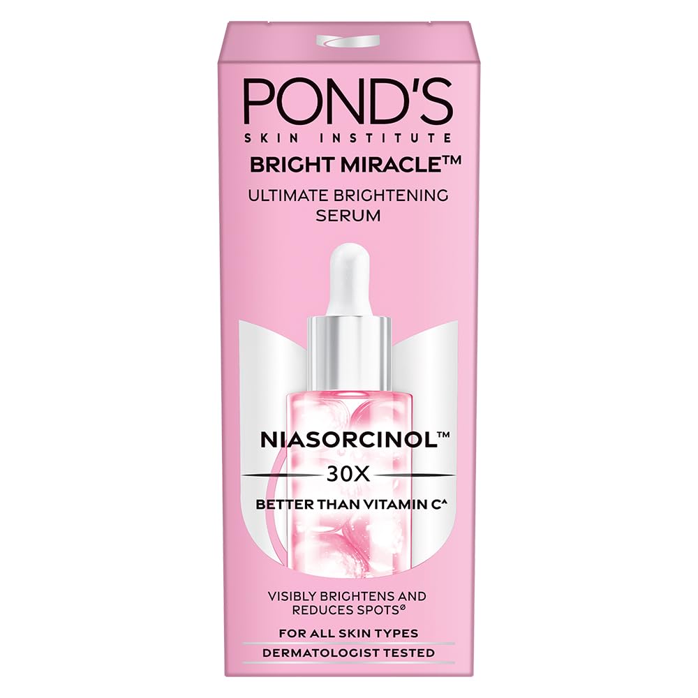 Pond's Bright Miracle Ultimate Brightening Serum with Niasorcinol | 30X better than Vitamin C | For Visibly Brighter, Spot-Free Skin in 1 Week | Lightweight & F