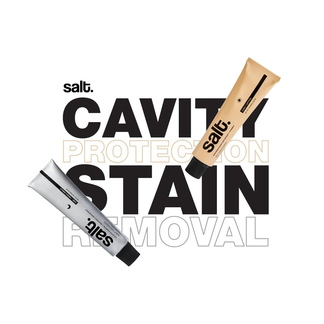 Salt Oral Care Day & Night Toothpaste Combo with Squeezer Key | Dawn Saffron Mint & Dusk Charcoal French Vanilla | Nano Hydroxyapatite Enamel Care, Whitening &