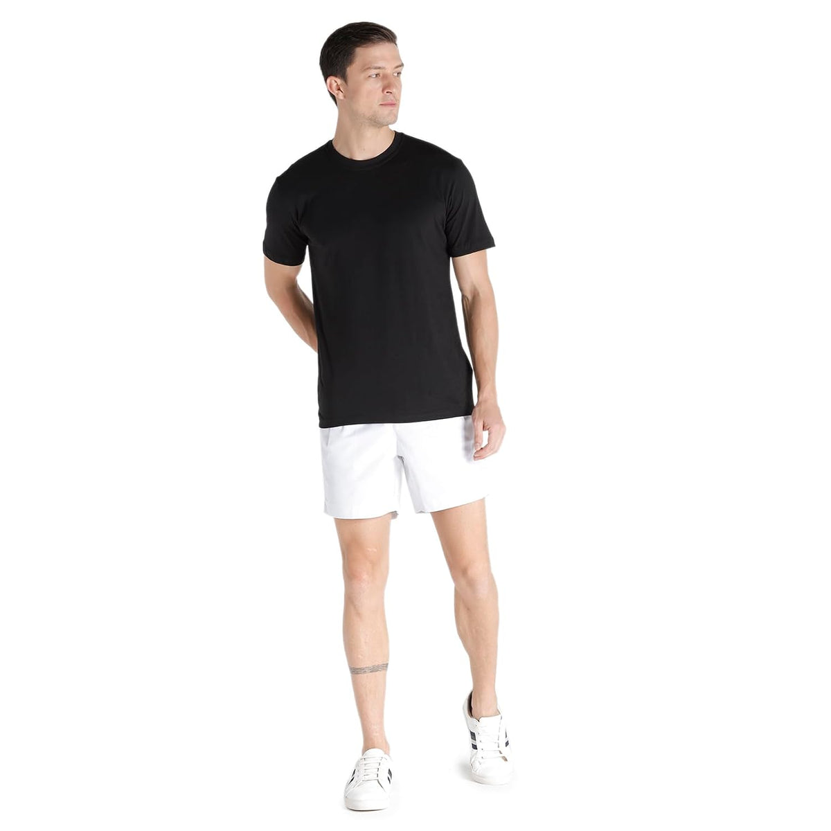 athlete Men's Classic Casual Shorts | Premium Cotton Blend | Structured Zipper Fly | Elastic Waist | Deep Side Pockets | Comfort Fit Standard 36 White