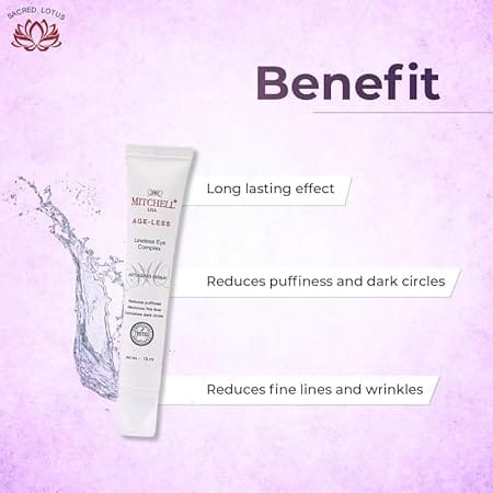 Mitchell USA Lineless Eye Complex, Anti-Aging Under Eye Serum For Dark Circles and Puffiness (15 ml)