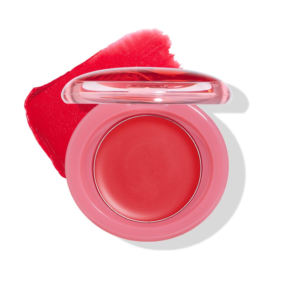 Etude Fruity Lip & Cheek Blur Balm| Cream blush, Soft Melting Texture| Highly pigmented Korean Tint| Cute Puff applicator|Korean Makeup- 01 Red Tomato 2.3g