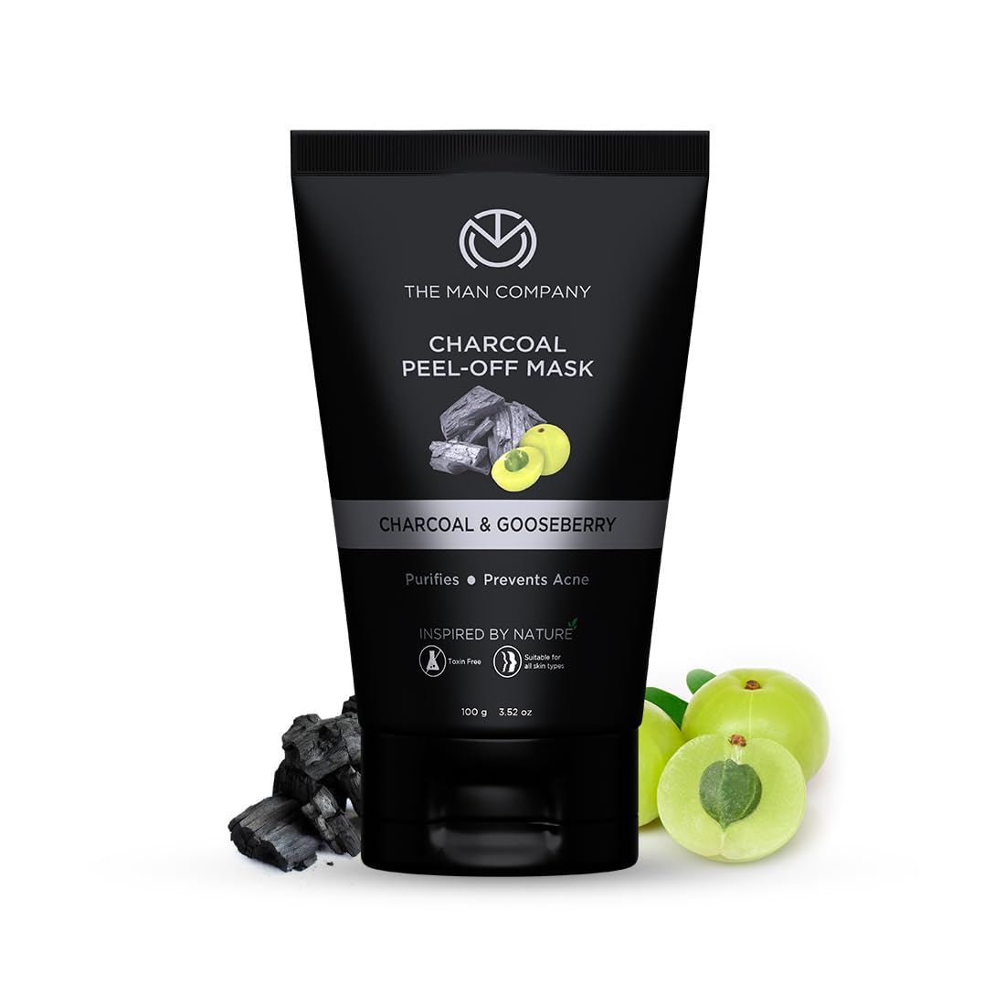 The Man Company Activated Charcoal Peel Off Face Mask for Man | Deep Cleansing | Blackhead/Whitehead & Dead Skin Removal | Paraben & Sulphate Free - 100gm