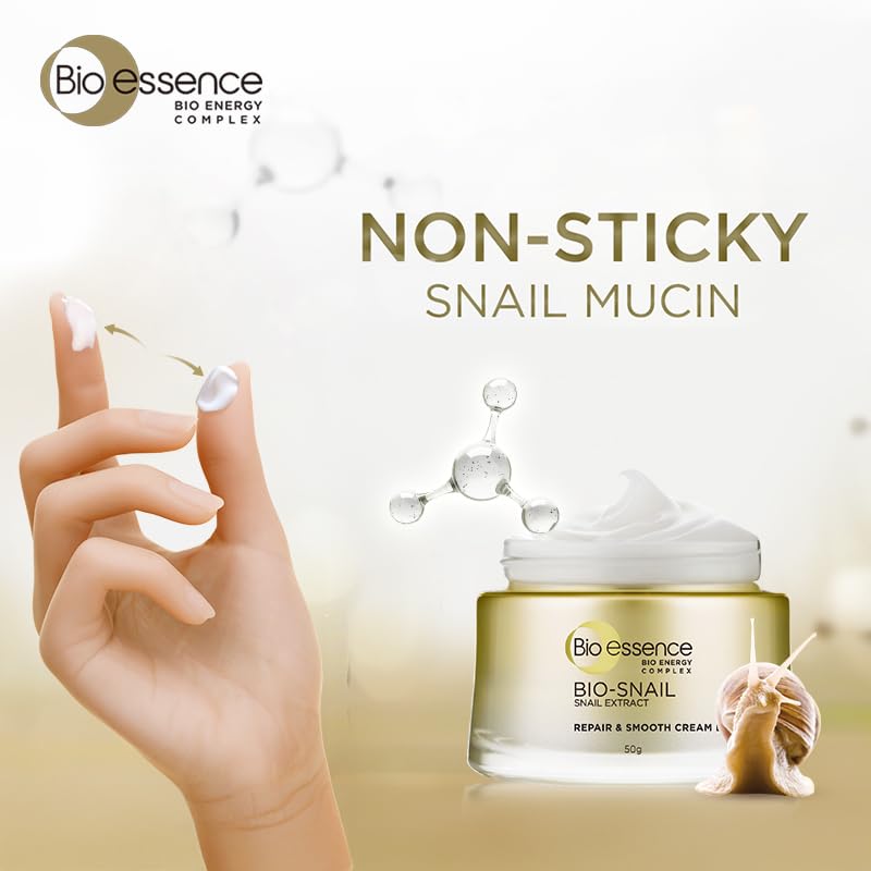 Bio Essence Bio-Snail Repair & Smooth Cream With Snail Extract (50Gm) | Non-Sticky And Fast-Absorbing Cream For Deep Hydration | Snail Mucin | Snail Moisturizer