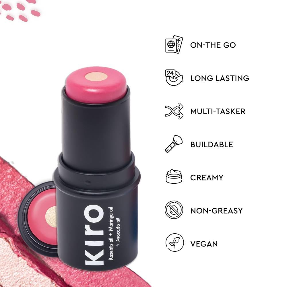 Kiro Wonder Wand Multi-Stick - Pink Opal, 7.5g | 3-in-1 Stick - Blush, Eyeshadow & Lip Tint | Creamy, Weightless & Long-Lasting | Rosehip, Avocado & Moringa Oil Infused | Hydrating with Glowing Core