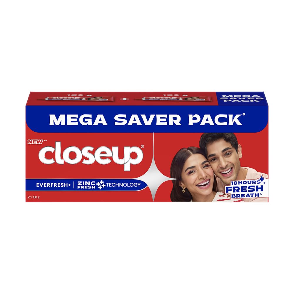 Close Up Toothpaste | Long lasting 18 Hours Of Fresh Breath & White Teeth - 300g (Pack of 2) 150 g (Pack of 2)
