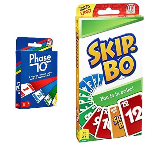 Mattel Games Phase 10 Card Game, Multi Color Skip Bo Card Game