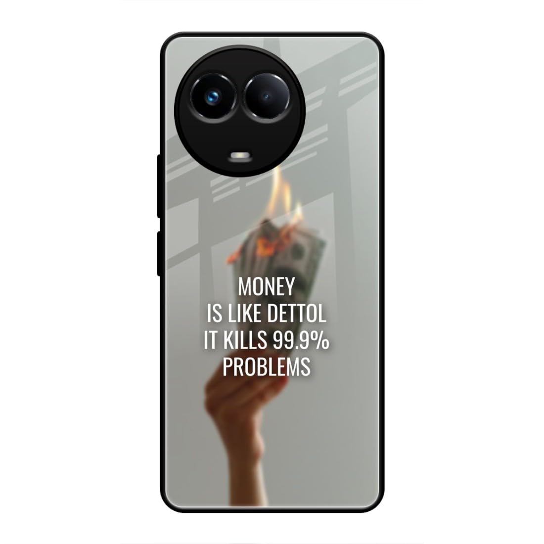 Naarmi Printed Mobile Back Cover Compatible with Realme 11 Pro 5G / 11 Pro Plus 5G / Realme Narzo 60 Pro 5G, Acrylic, Black, Money Like Dettol Quote 209