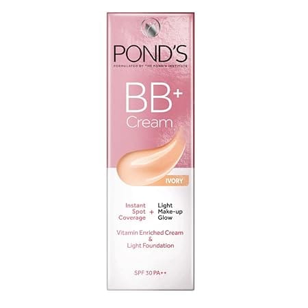 POND'S - Bb+ Cream For All Skin Types,Ivory Lightweight Natural Foundation & Light Foundation,Spf 30 Pa++,Instant Spot Coverage (18g)