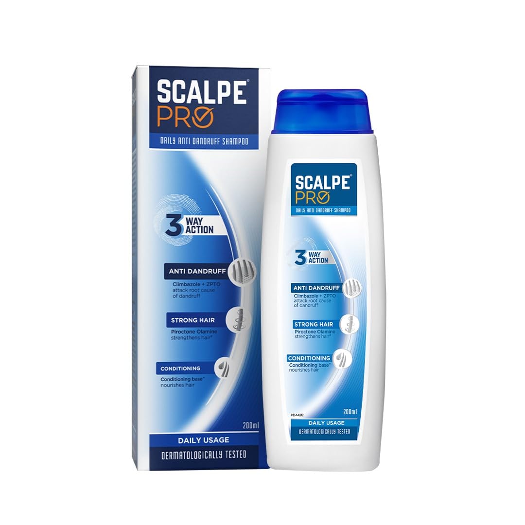 Scalpe Pro Anti Dandruff Shampoo (200ml) and Daily Anti-Dandruff Shampoo (100ml) with Climbazole & ZPTO Formulation