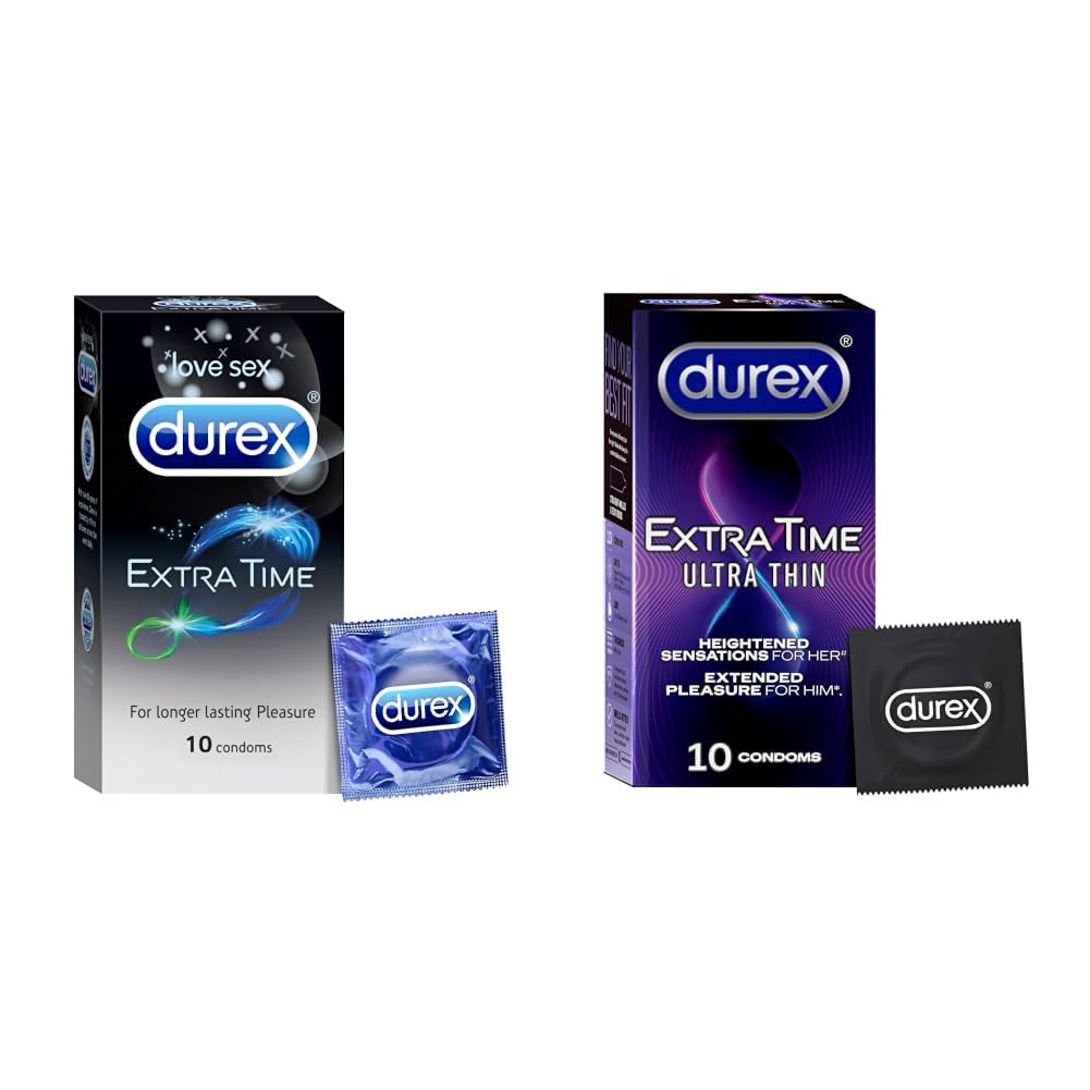 Durex Condoms, Extra Time - 10 Count & Extra Time Ultra Thin Condom 10 Count