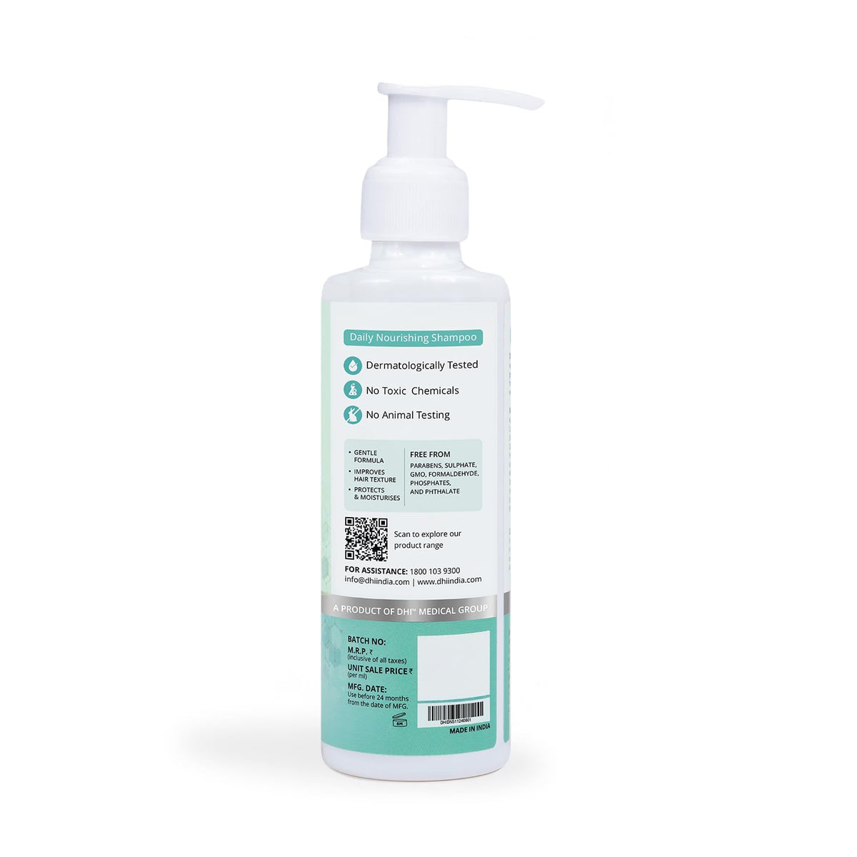 DHI Daily Nourishing Shampoo with Vitamin B3 & B5 | Improves Hair Texture, Protects | Dermatologically Tested | For All Hair Types | Paraben & Sulphate Free for