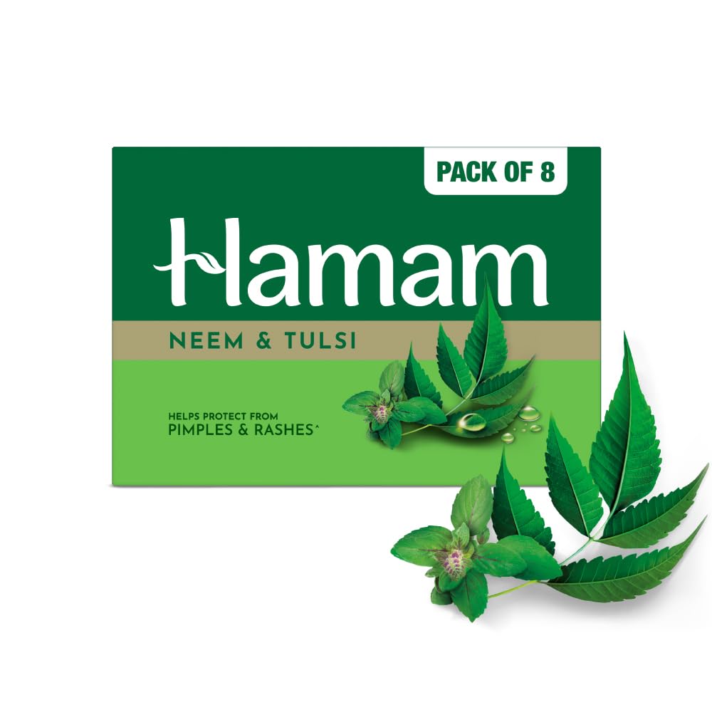 Hamam Neem & Tulsi Bathing Soap for Body 150 g (Combo Pack of 8) Purifying Soap Bar 150 g (Pack of 8)
