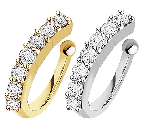 Clip-On Nosepin Without Piercing - Set of 2 in Gold and Silver