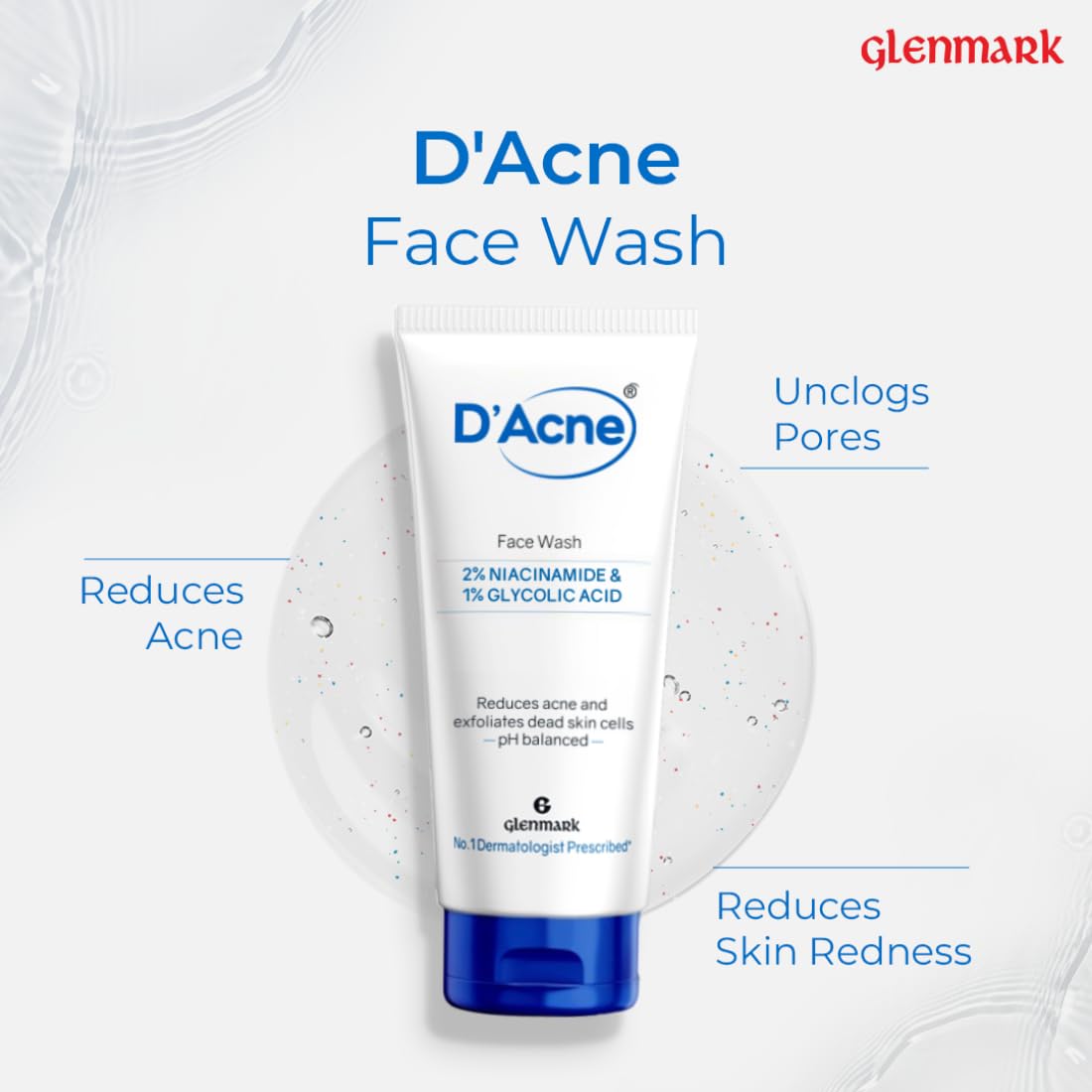 D’Acne Soft Face Wash | 2% Niacinamide & 1% Glycolic Acid| Visibly reduces acne in 10 days | Gentle everyday cleanser |Suitable For Sensitive, Oily & Acne-prone
