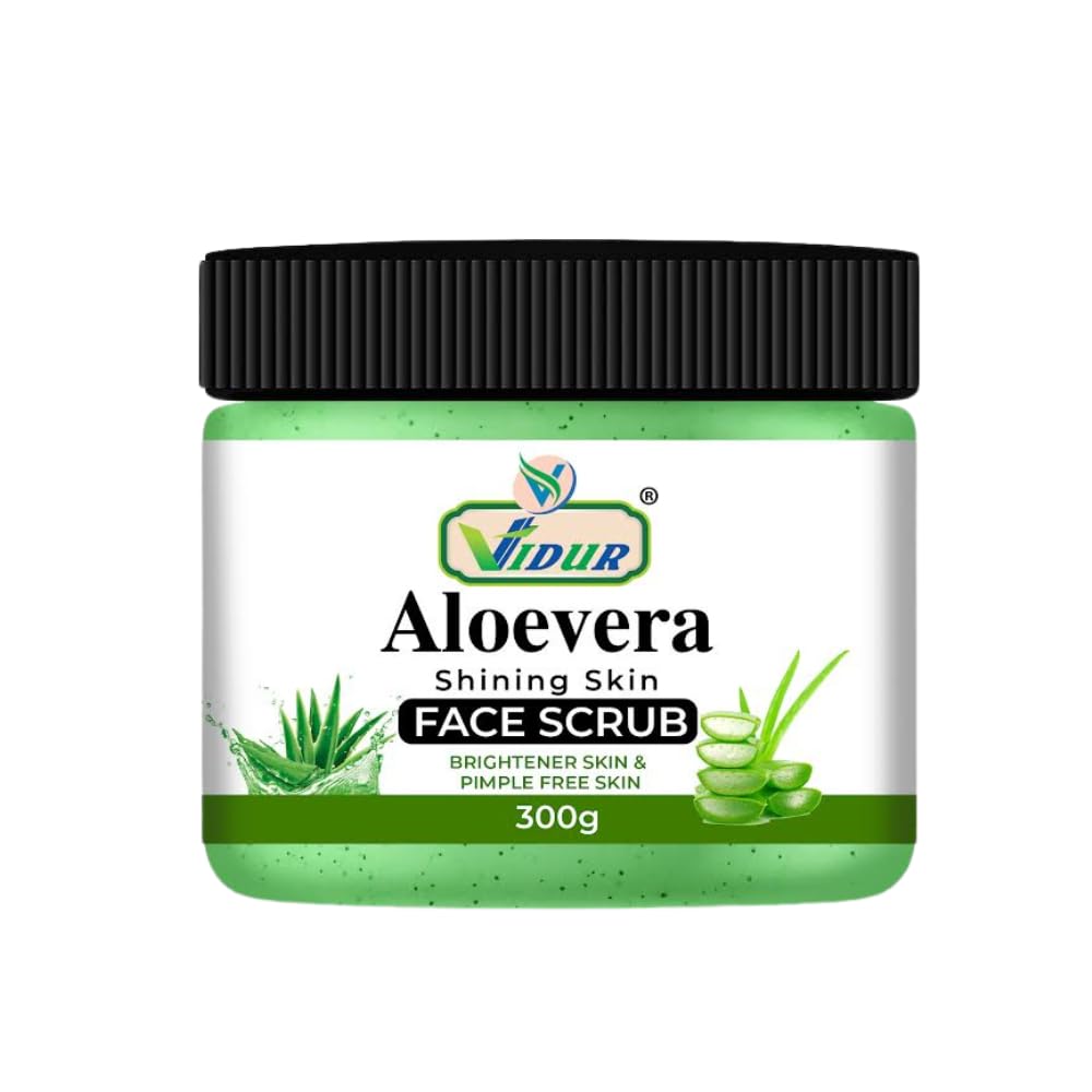 VIDUR Aloe Vera Face Scrub for Glowing Skin 300 Gm | Acne & Pimple Free Skin | Tanning Dead Skin Remover Scrub | Skin Exfoliator | Face Body Cleansing Scrub 300