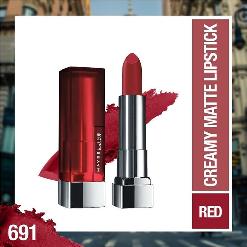 MAYBELLINE NEW YORK Creamy Matte Lipstick,691 Each 3.9gm (RichRuby)