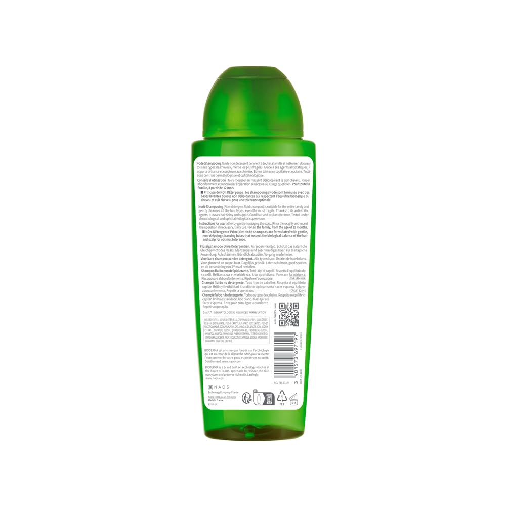 Bioderma Node Shampooing - Cleanses, Respects and Protects | Daily Use Gentle Clarifying Water-Based Shampoo | SLS Free, 400ml