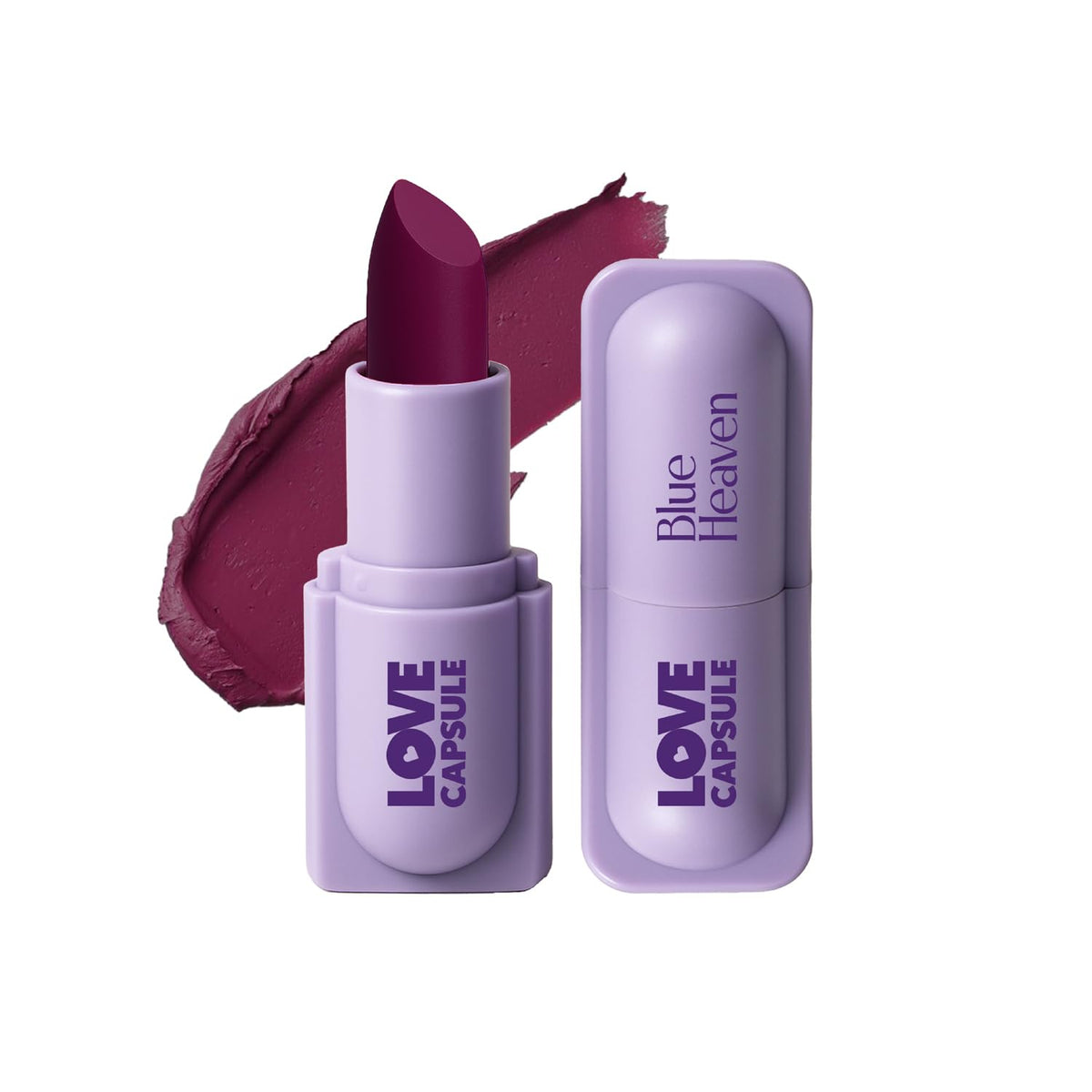 Blue Heaven Love Capsule Powder Matte Lipstick Infused With Vitamin E & Castor Oil for Intense Hydration| High Color Payoff| Matte Finish| Long Lasting Lipstick for women |Midnight Berry, 4gm