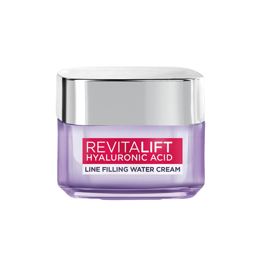 L'Oréal Paris Hyaluronic Acid Line Filling Water Cream, Moisturiser, Hyaluronic Acid for Hydration, Replumps Skin, Ceramides for Skin Barrier Repair, Reduces Fine Lines, 50ml