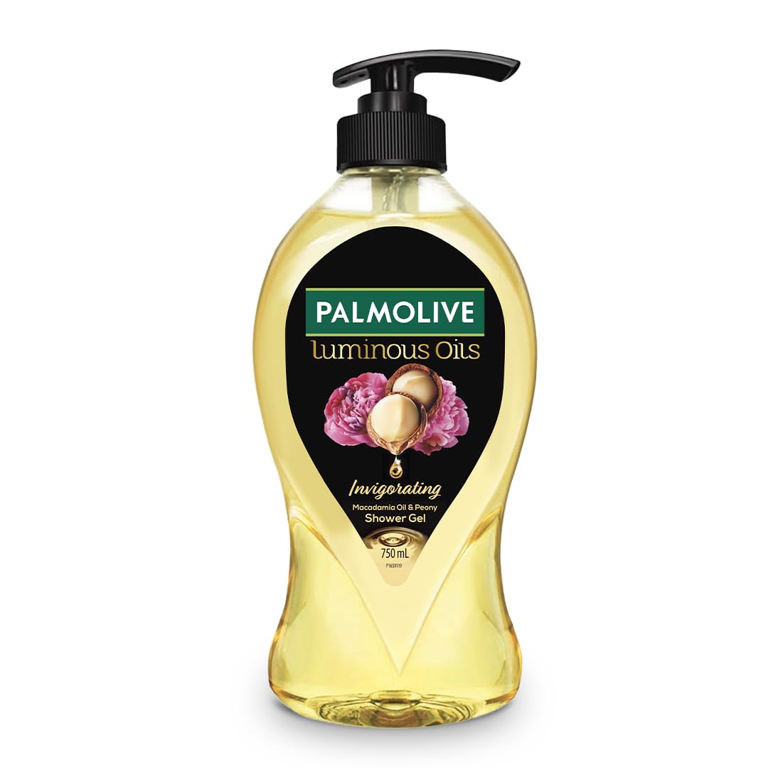 Palmolive Luminous Oil Invigorating Body Wash, 750ml Pump Bottle, 100% Natural Macadamia Oil & Peony Extracts For Everyday Freshness & Radiant Skin, PH Balanced