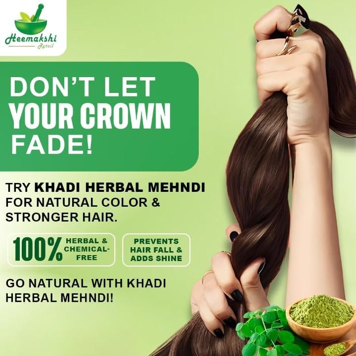 Goofin's Khadi Herbal Mehndi For Natural Black Hair Box Contains 3 Pouch, Each Pouch 20 Gram Pack Of 6
