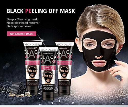 Mond'sub Peel Off Charcoal Mask with Volcanic Soil for removal of Blackheads,Acne Treatment and Oil Control, Black, 200ml (Pack of 2) 100 ml (Pack of 2)