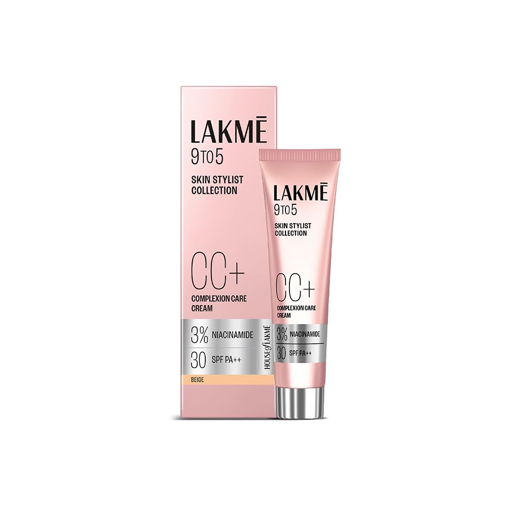 Lakme 9 to 5 CC Cream Beige with 3% Niacinamide Complex SPF30 PA++ | 90% lightweight moisturizing cream for Care & 10% Foundation for Care |Conceals Dark Spots|