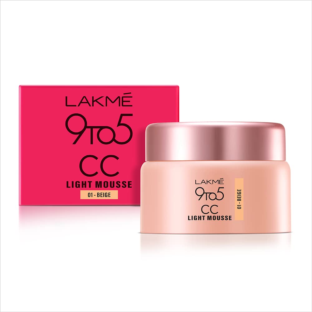 Lakme 9 to 5 CC Mousse Beige 25gm|| Light Face Makeup with Natural Coverage|| SPF 30 25 g (Pack of 1)