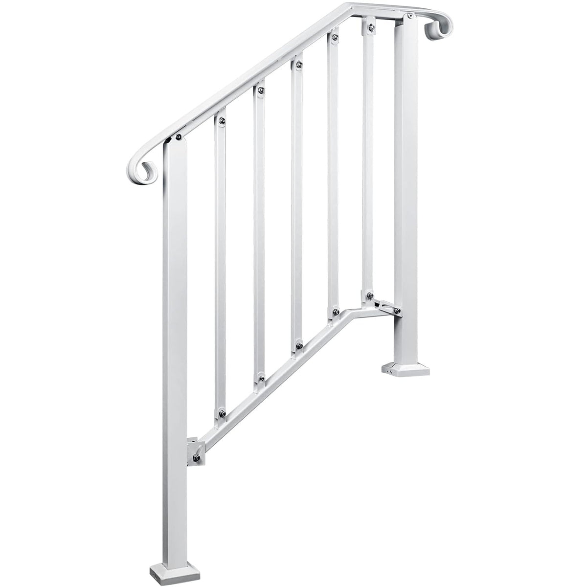 Adjustable Handrails for Outdoor Steps, Handrail Picket #2 Hand Rails for Outdoor 2 or 3 Steps, Mattle Wrought Iron Handrail, Stair Rail with Installation Kit f