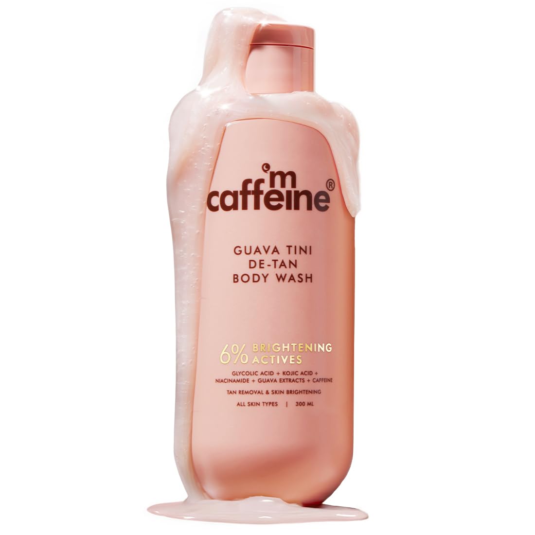 mCaffeine 1% Glycolic Acid Detan Body Wash 300ml | 2% Niacinamide, 3% Kojic Acid-Glutathione | Bodywash for Women & Men| Brightens, Hydrates, Reduces Dark Spots