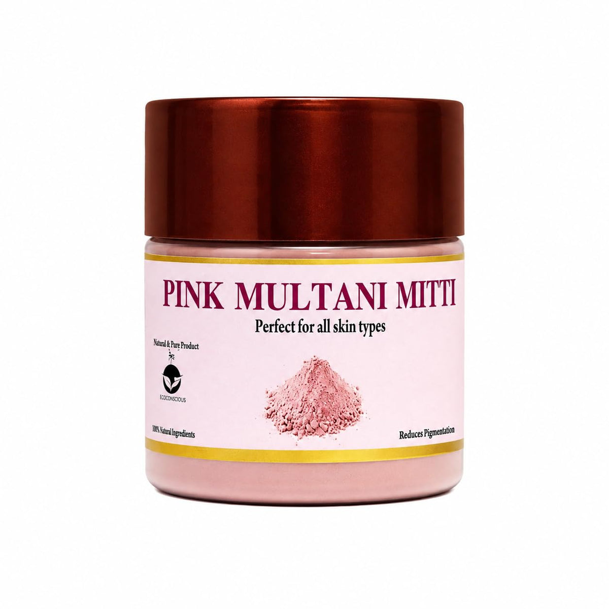 Pink Multani Mitti Powder for Face Pack | Natural Clay Face Mask for All Skin Types | Helps Absorb Excess Oil, Cleanse & Brighten Skin | 100% Natural Ingredient