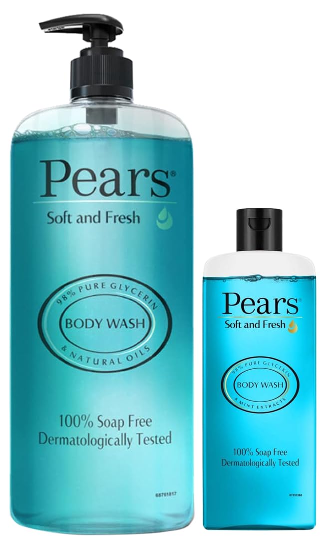 Pears Soft & Fresh Shower Gel SuperSaver XL Pump Bottle with 98% Pure Glycerine, 100% Soap Free and No Parabens, 750 ml & Pears Soft & Fresh Body Wash 250 ml (C