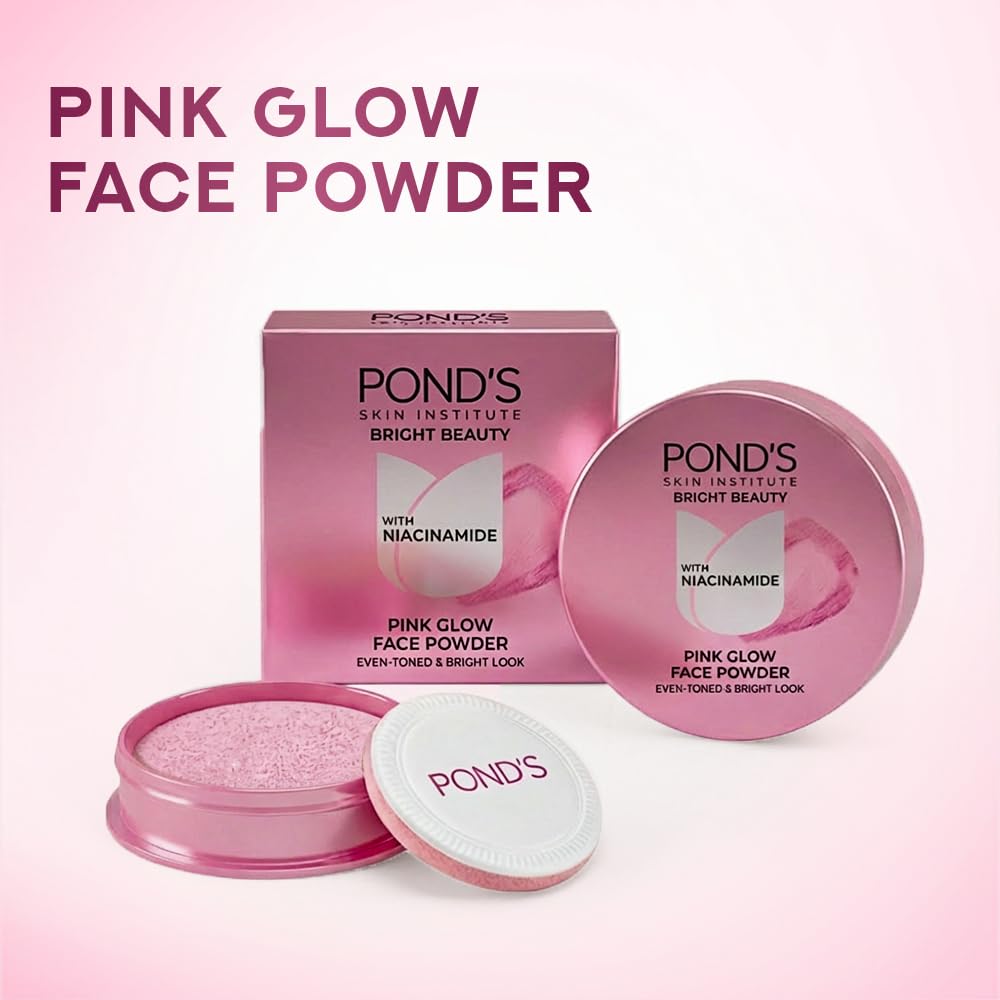 POND'S Natural Glow Face Powder, Pink Glow, 30g, for Fresh Even-Toned Skin, with Sunscreen, Covers Dark Spots, Dermatologically Tested, lightweight formula | Pr