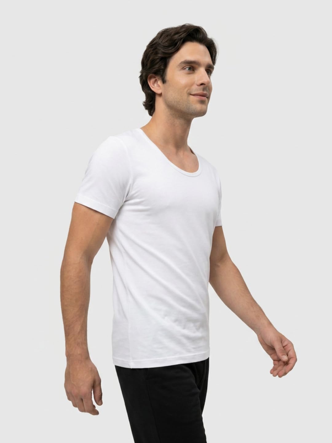 Park Avenue Men Regular Fit Solid Pattern Pure Cotton Half Sleeve Loungewear Vest L White